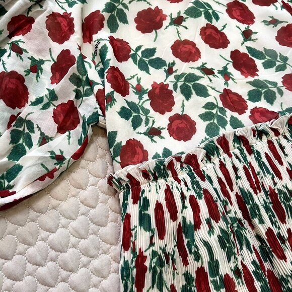 NWT GANNI Floral Print Pleated Georgette Mini Dress Size 36 Jenney - Picture 5 of 12